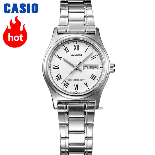 Relógio feminino Casio LTP - V006 prata quartzo com calendário e a prova de agua