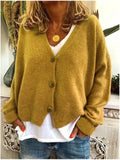 Women's Loose Knitted Cardigan, V-neck Single-breasted Long-sleeved Sweater, Solid Color, New, Spring and Autumn, S-3XL 
