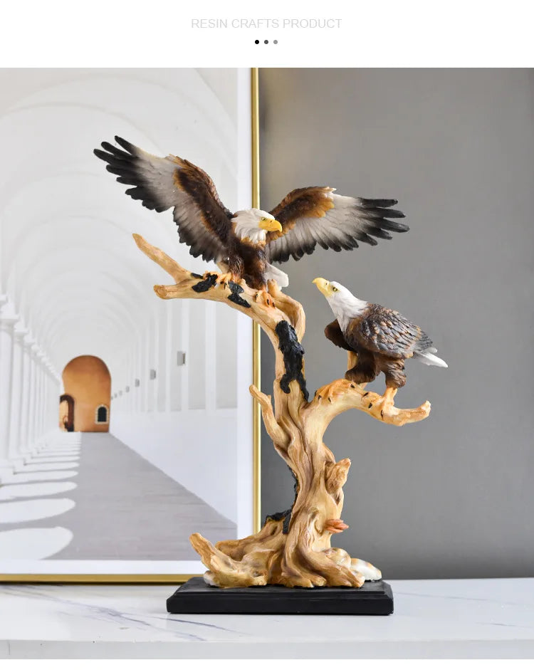 Chinese Style Simulated Eagle Ornaments Resin Decoration for Home Living Room Wine Cabinet Foyer Office Crafts