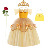 Children's Halloween Role Play Fairy Princess Belle Dress Xmas Carnival Masquerade Performance Birthday Party Fancy Girl Clothes