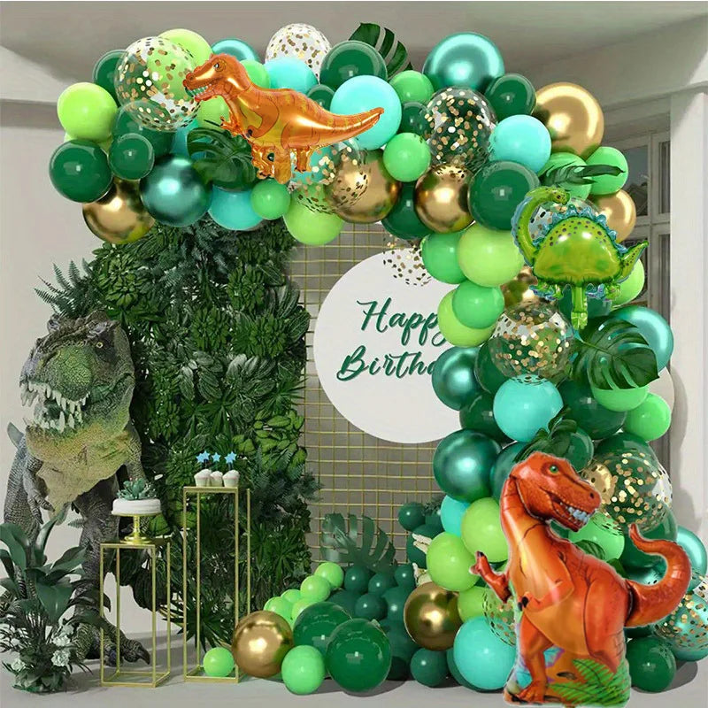 Globos decorativos con temática de animales de la selva, Tiranosaurio Rex, para cumpleaños y exteriores, aniversarios y celebraciones, 154 unidades 
