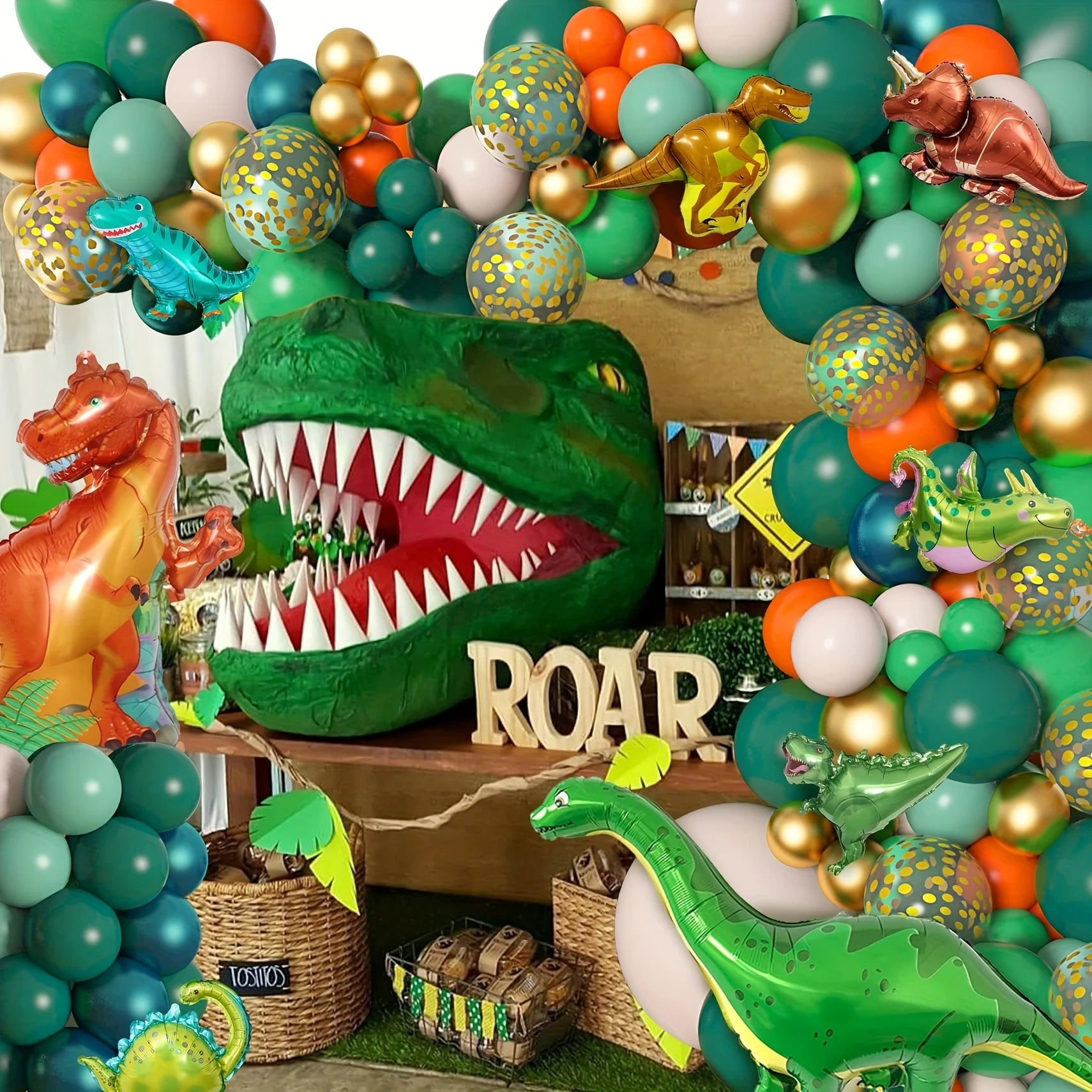Globos decorativos con temática de animales de la selva, Tiranosaurio Rex, para cumpleaños y exteriores, aniversarios y celebraciones, 154 unidades 