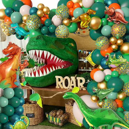 Globos decorativos con temática de animales de la selva, Tiranosaurio Rex, para cumpleaños y exteriores, aniversarios y celebraciones, 154 unidades 