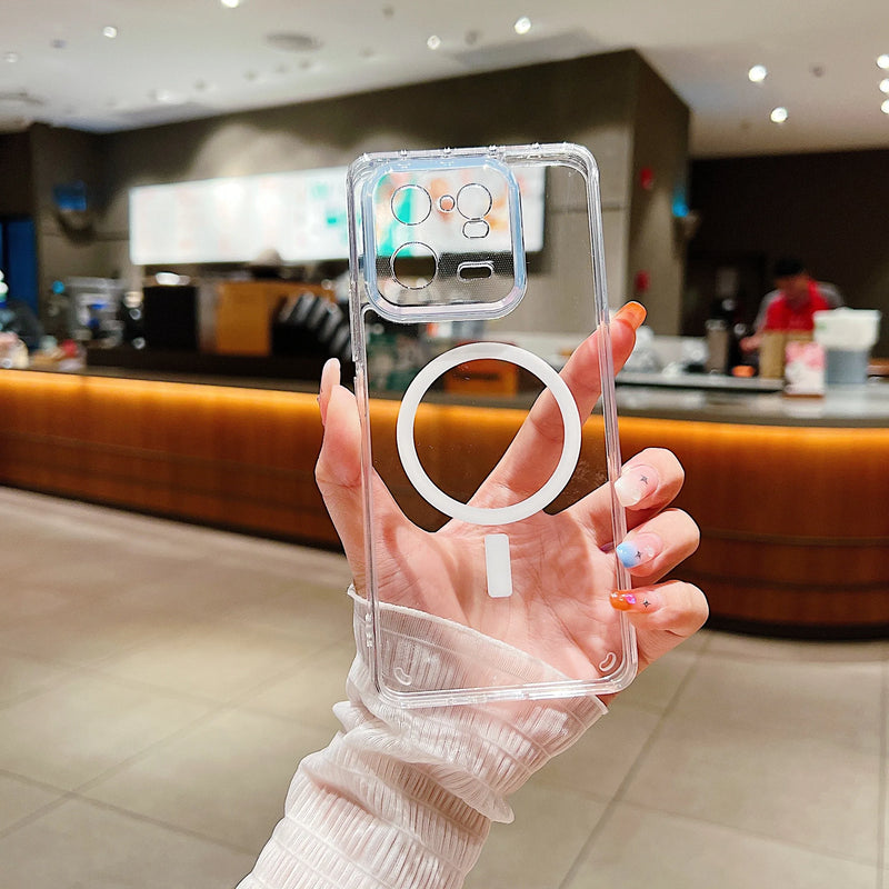 Transparent For Magsafe Case for Xiaomi Mi 15 14 13 Pro Ultra 13T 14T Redmi Note 13 14 4G 5G Magnetic Shockproof Hard Cover