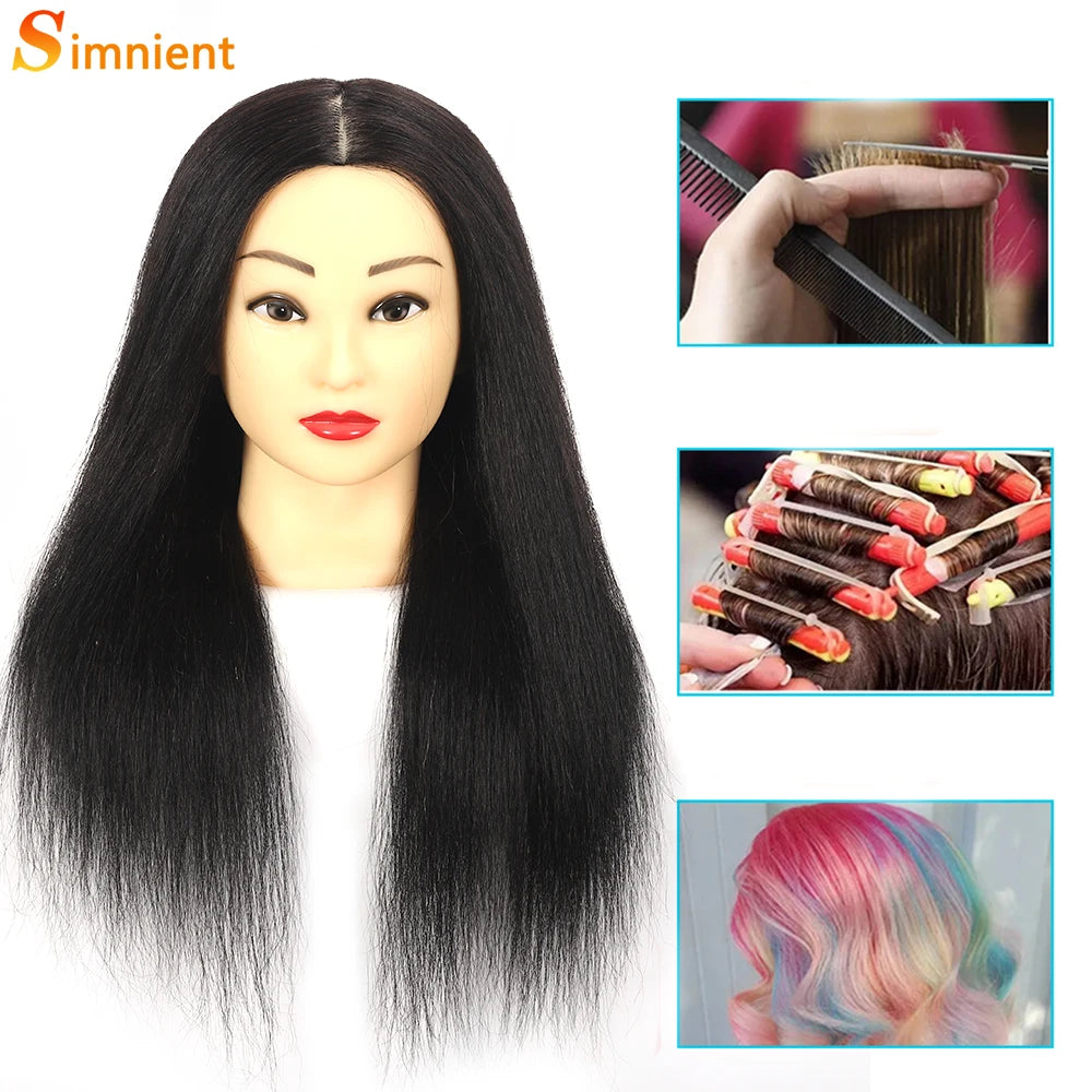 Simnient 100% cabeças de manequim de cabelo humano com para treinamento de cabelo estilo solon cabeleireiro manequim cabeças de boneca para prática de penteado