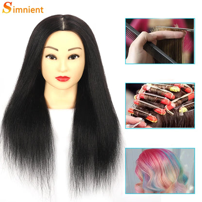 Simnient 100% cabeças de manequim de cabelo humano com para treinamento de cabelo estilo solon cabeleireiro manequim cabeças de boneca para prática de penteado