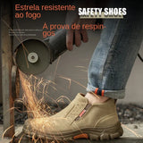 Genuine Leather Cow Suede Safety Work Shoes For Men Composite Head Anti Nail Anti Static Welding Shoes Indestructible Boots