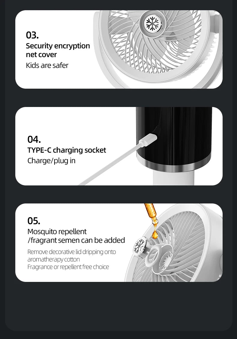 Floor Circulating Fan 6000 mAh Large Capacity Camping Fan With Remote Control Rechargeable Floor-standing Fan Adjustable Height