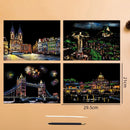 2 Sheets Scratch Paper Art Kit DIY Craft World Landmarks Animals City Scene Stylus Drawing Toy Adult Stress Relief Creative Gift