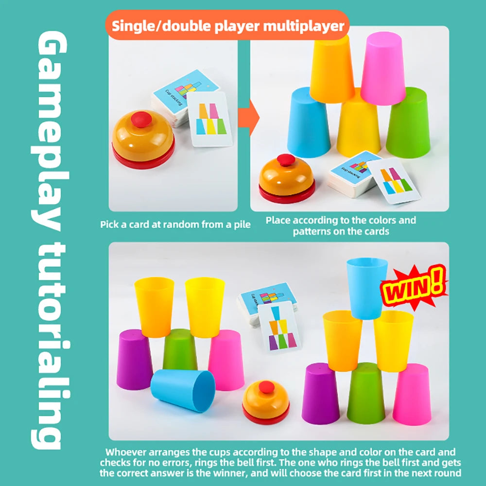 Kids Speed Training Toys Stack Cup Battle Table Game Indoor Family Party Game Toys Color Cognition Logic Training Classic Game