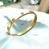 New Design Gold Color Zircon And Cross Nut Nail Bracelet & Bangle For Woman Stainless Steel Screw Brand Jewelry Dropshipping