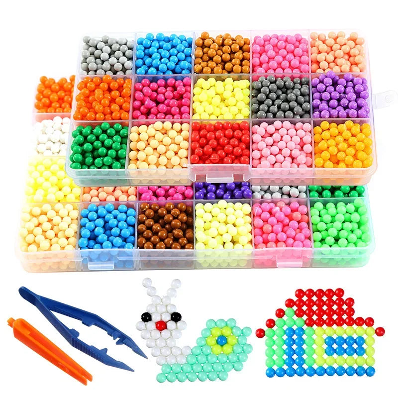 DIY Water Spray Magic Sticky Beads Toy Set Children's Handmade Puzzle Craft Kit Sensory Crystal Beads Kids Art Educational Gifts