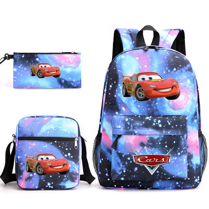 3pcs Disney Pixar Cars Lightning McQueen Students Backpacks Schoolbags Pencil Case Shoulder Bags Boys Girls School Bags Sets
