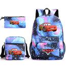 3pcs Disney Pixar Cars Lightning McQueen Students Backpacks Schoolbags Pencil Case Shoulder Bags Boys Girls School Bags Sets