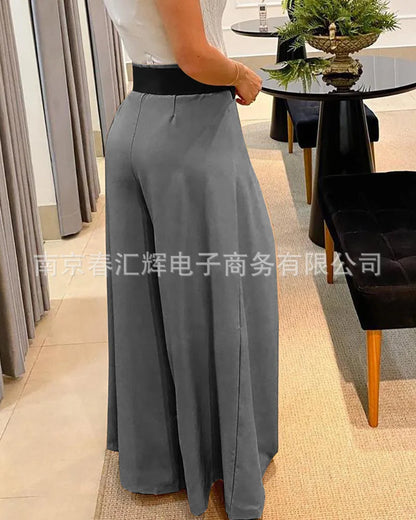 Women's New Casual Solid Color High Waist Wide Leg Pants Temperament Commuting Female Clothing Fashion Loose Trousers