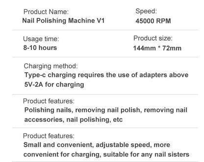 2024 Original 45000RPM Rechargeable Nail Drill Machine with LCD Low Noise Professional Nail Polish Sander Nails Accessories Set