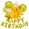 1 conjunto de balões temáticos pokémon pikachu, feliz aniversário, banner, folha de globos para crianças, meninos, meninas, lembranças de festa de aniversário, decorações