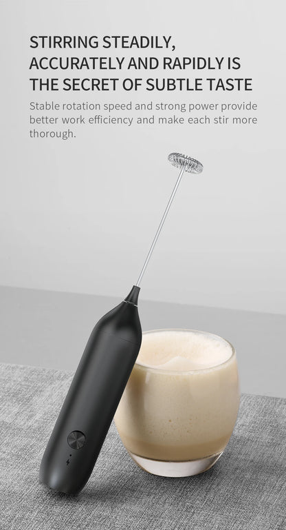 Electric Milk Frother Coffee Frother USB-C Rechargeable Electric Whisk Powerful Mini Drink Mixer