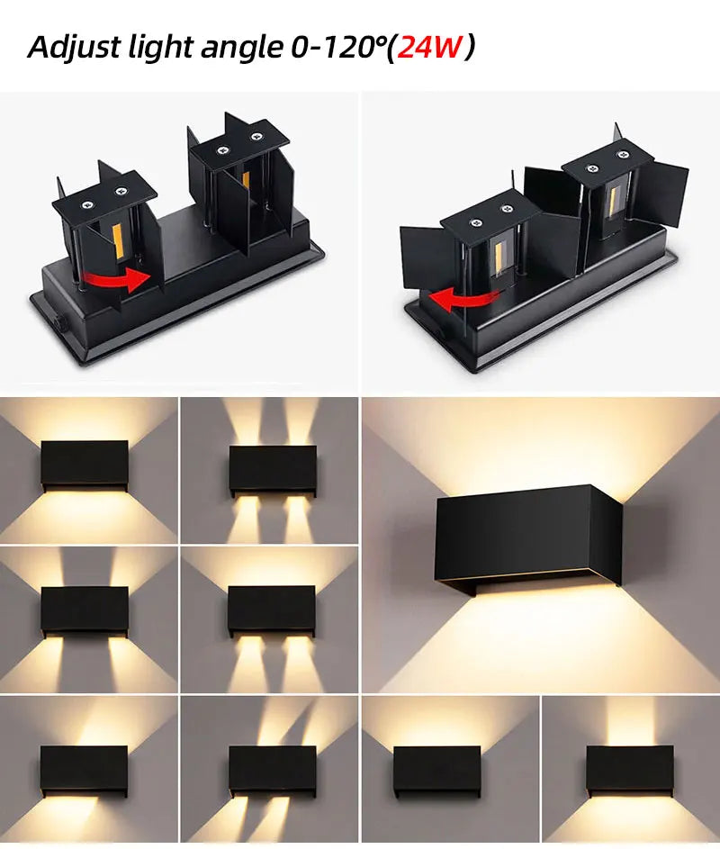 LED Wall Lamp Outdoor Waterproof IP65 Interior Wall Light Porch Garden Lights Living Room Street Corridor Stairs Lighting 24W