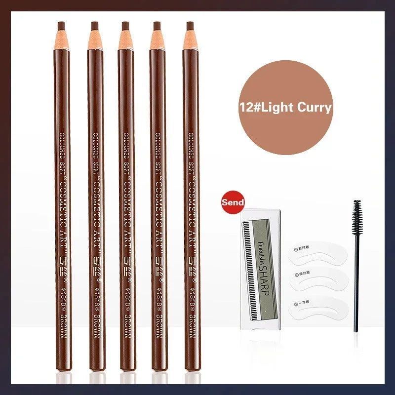 Waterproof Art Tint Makeup Eye Brow Pen 5pcs Professional Microblading Pencil Eyebrow Tattoo Tint Enhancers Cosmetic Wholesale