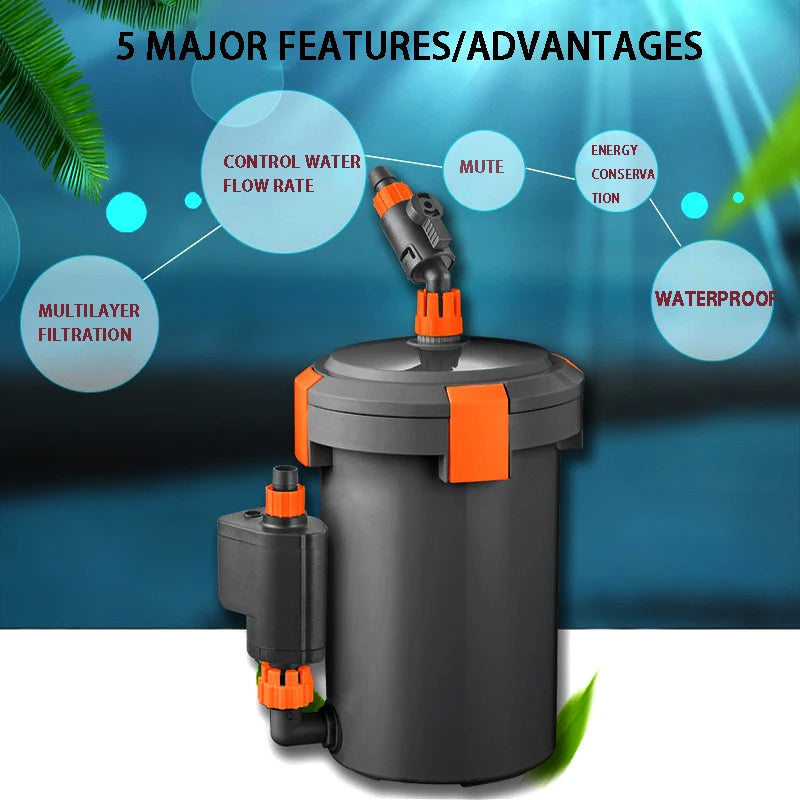 220V-240V Ultra-Quiet Aquarium Filters External Pump Aquarium Filter Bucket Silent Filter Barrel For Fish Tank Grass Accessories