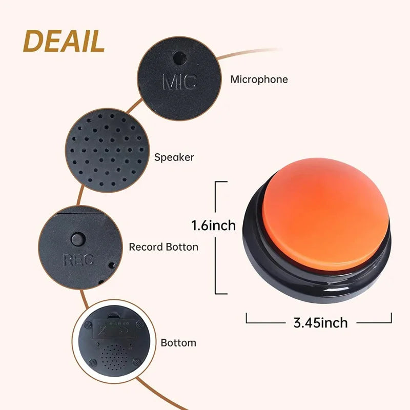 Botão De Gravação De Voz Para Comunicação Pet, Botões Do Cão, Buzzer De Treinamento, 30 Segunda Gravação, Cor, Cão