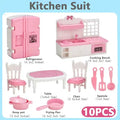 Kawaii Pink Miniature Dollhouse para Crianças, Acessório para Móveis, Brinquedos, Cozinha, Cozinhar Coisas para Menina, Presentes, 10 Itens por Lote, Bonitos, Venda Quente