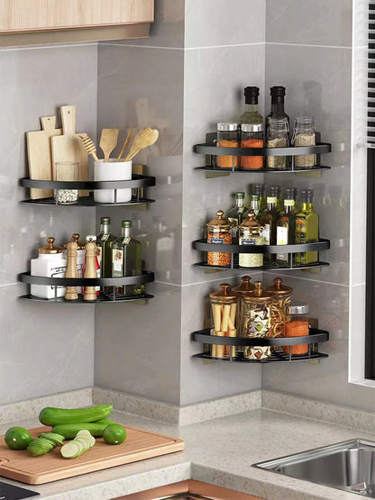 Bathroom Nail-free Shelf Shower Corner Shelf Aluminum Shampoo Shelf Shower Supply Storage Bathroom Accessories Bathroom Shelves