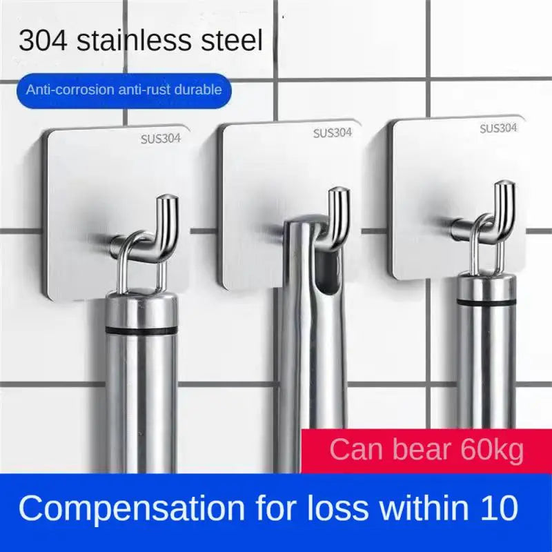 Gancho de pared autoadhesivo fuerte sin perforar, bolsa de abrigo, puerta de baño, colgador de toallas de cocina, accesorios para el hogar, 1/3/5 Uds.