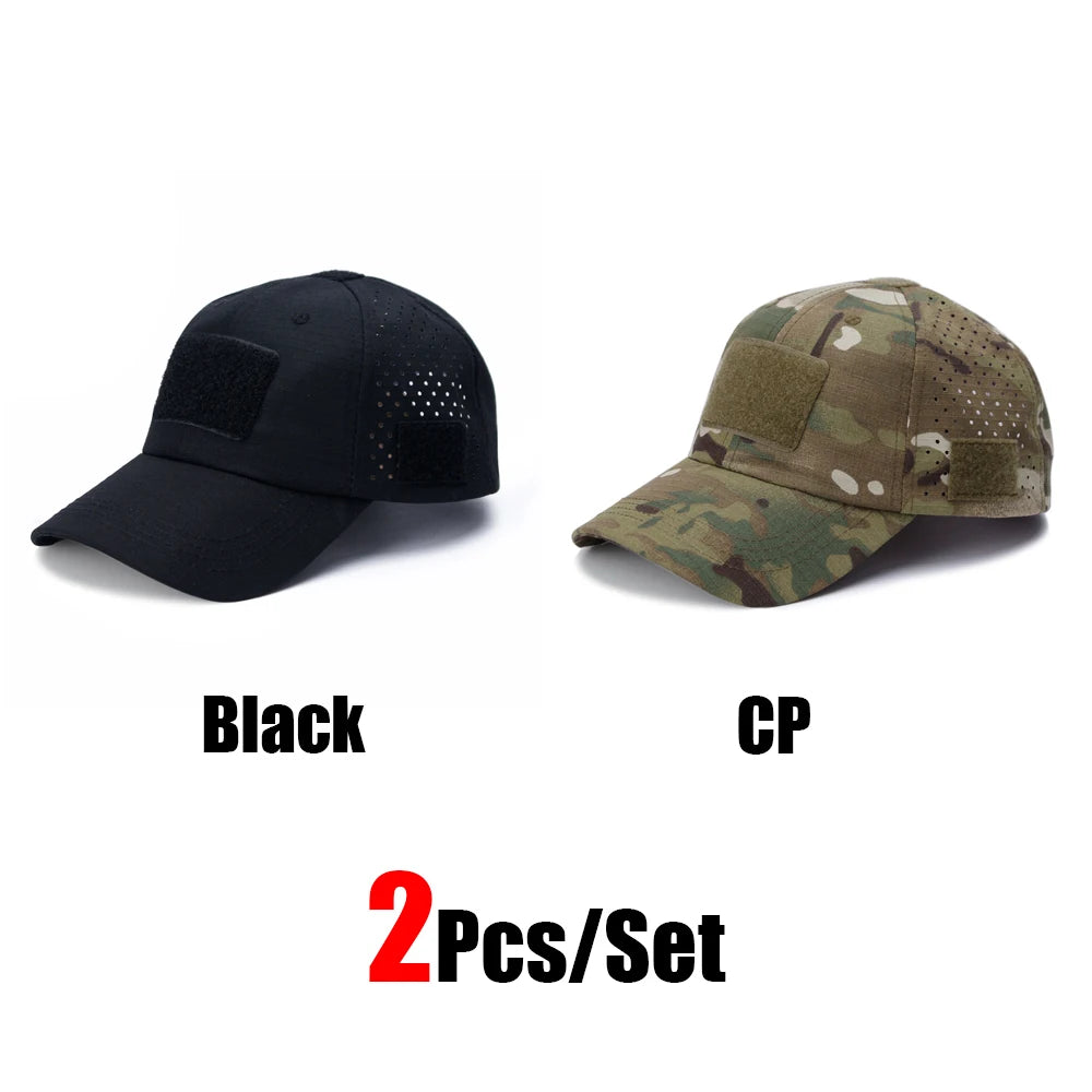 1/2pcs New Men's Camouflage Baseball Cap Breathable Sunscreen Hat Outdoor Sports Hunting Hiking Camping Beach Fishing Sun Hat