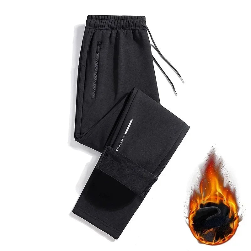 Pantalones deportivos de invierno para hombre, cálidos, con forro polar cepillado, talla grande, más gruesos, 2024 