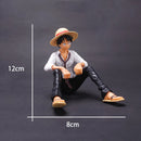 Figura de acción de Luffy sentado, modelo de PVC, colección de estatuas, muñeco de figurita, juguete de regalo de cumpleaños, 12 cm, 1 pieza 