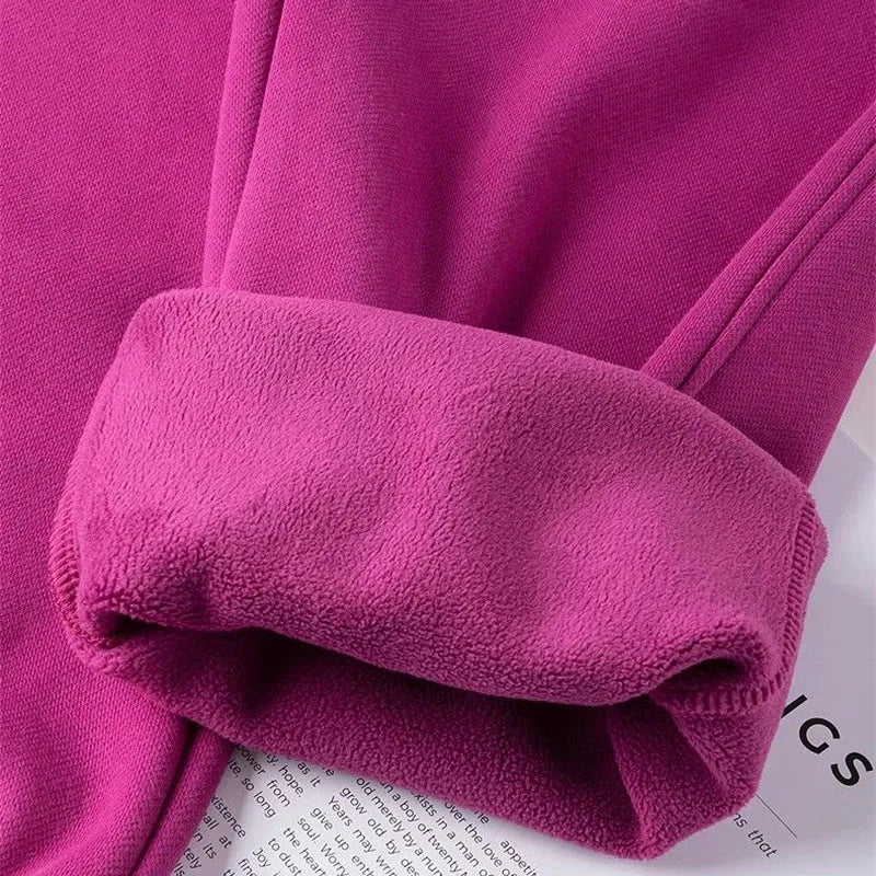 Casual Sweatpants Women's Fleece Thicken Straight Trousers Elastic Waist Streetwear Ladies Cotton Sport Pants Autumn Winter 2024