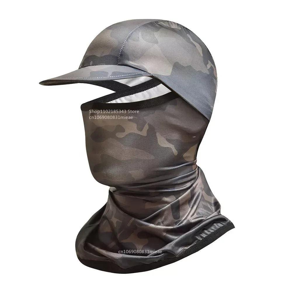 Gorro con capucha y protector solar para la cara, protección UV, de seda fría, para hombres y mujeres, ciclismo, escalada, correr, protector solar, capota de montar