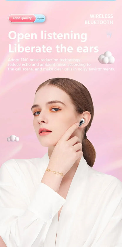 Apro138 True Wireless Bluetooth V5.3+EDR Transparency Headphones with ENC and LED Power Digital Display Stereo Sound Earphones