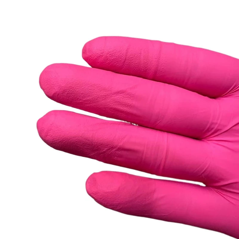 Guantes desechables de nitrilo sin látex para tintes capilares, guantes de limpieza para belleza, tintes capilares y salones de uñas, color rosa polvo, 20, 50 y 100 unidades. 