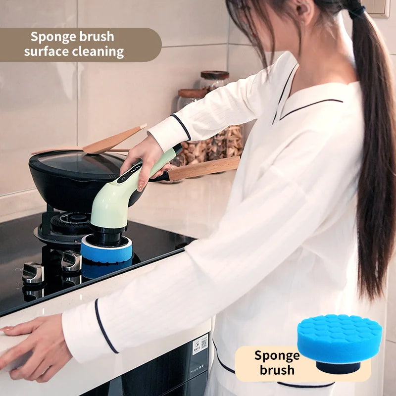 Cepillo de limpieza eléctrico 9 en 1, fregador giratorio eléctrico, herramientas de limpieza eléctricas, aparatos de limpieza para salón, cocina y baño.