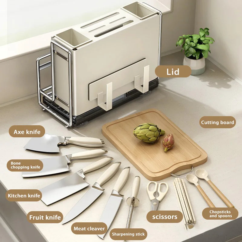 Kitchen Knife Rack Wall-mount Cutting Board Storage Racks Household Multifunctional Countertop Chopping Board Storage Rack