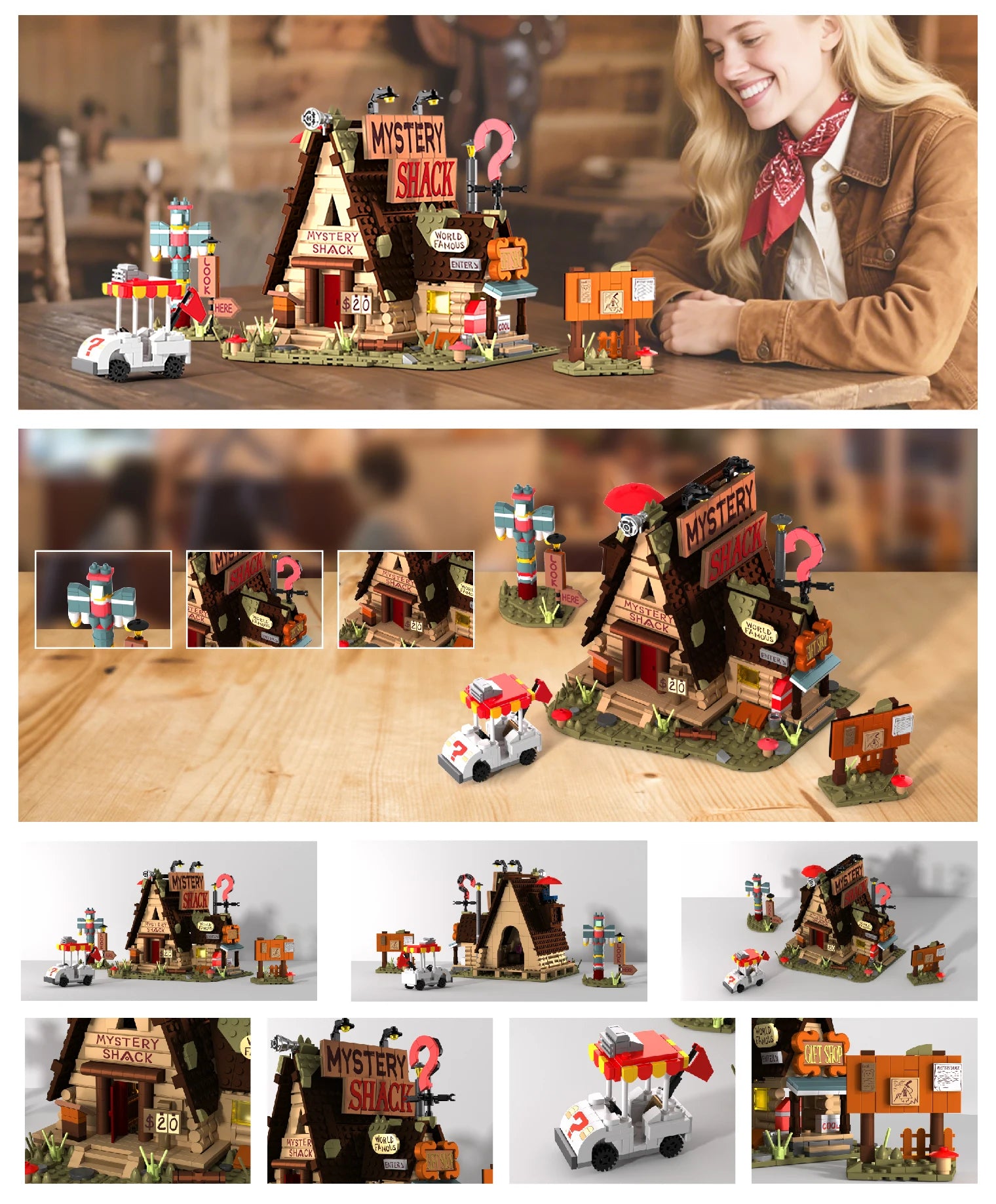 1125PCS/set CLassic TV Shows Gravityed Fall House Building Block Toy for Kids Fan Gifts Farm Architecture Model Bricks City View
