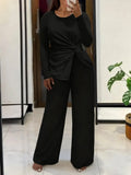 2 Piece Women Sets 2026 New Arrival Plus Size Spring Autumn Matching Sets Black Two Pieces Sets Top Pants Suits Outfits Clothing