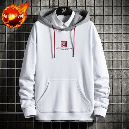 Men's Clothing Spliced Sweatshirts for Man Hoodies Black Hooded Graphic Aesthetic Cotton Harajuku Fashion No Brand Sweat Shirt