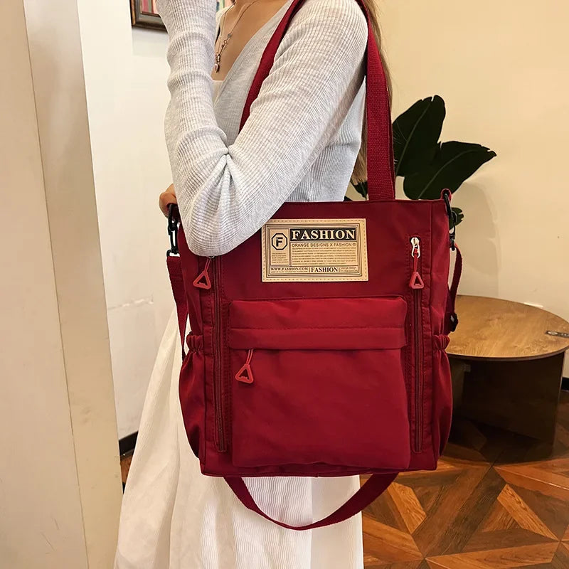 Student Makeup Tote Bag Korean Version Color Blocked Crossbody Bag Women's Fashionable Nylon Single Shoulder Handbag