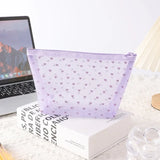 Heart-Shaped Nylon Mesh Cosmetic Bag Portable Toiletry Organizer for Women Makeup Storage