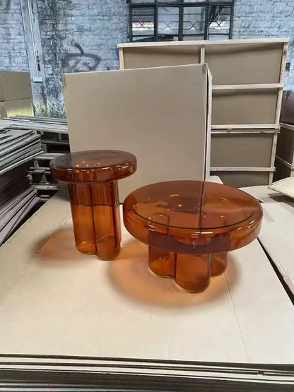 Artistic Glass Coffee Tables, Creative Design End Tables for Living Room , Stylish Accent Tea Table with Various Sizes & Colors