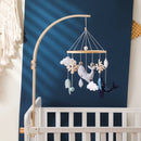 Baby Crib Mobile Rattle Toy Wooden Bed Bell Mobile Hanging Teddy Velvet Bear Doll Toy Newborn Music Box Crib Mobile Bracket Gift