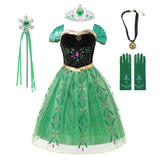 Anna Costume For Kids Girl Fancy Birthday Party Gown Princess Dress Carnival Party Children Clothing Full Printing Vestidos