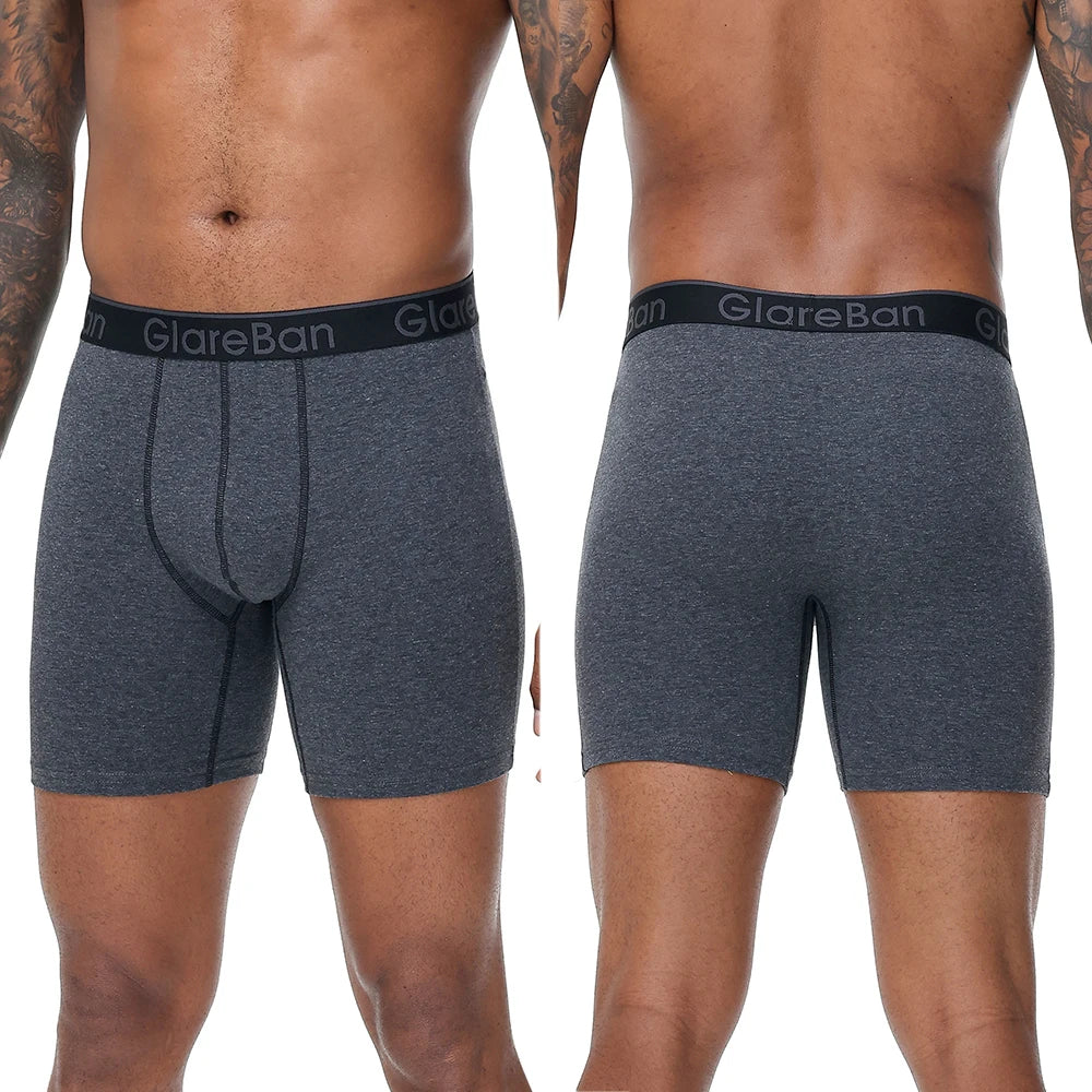 4pcs Set Mid-Long Boxer Shorts Men's Underwear Cotton Breathable Male Underpants for Men Homme Boxershorts Slips Soft Panties