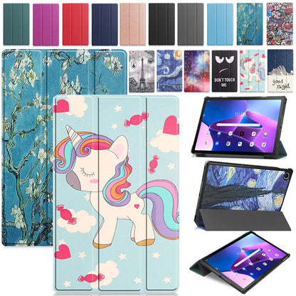 Leather Case for Lenovo Tab M10 FHD Plus 3rd 2nd Gen HD 10.1 10.6 Inch X306F X505F Kids Unicorn Folding Stand Smart Cover Funda