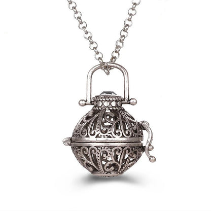 New Aroma Water Droplets Cage Lockets Necklace Heart Shaped Zircon Essential Oil Diffuser Set Combination Woman Pendant Jewelry