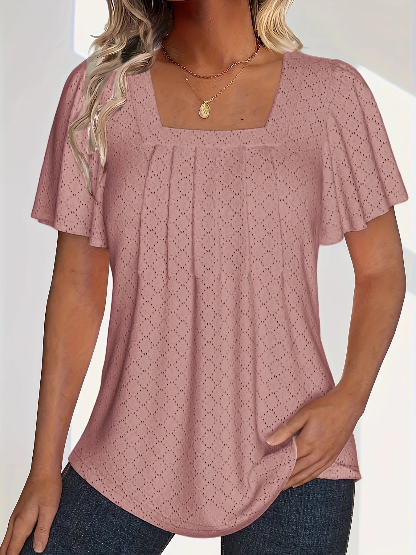 Plus size primavera e verão moda e elegante oco topos para mulheres escritório wear solto plissado mangas versátil topos para